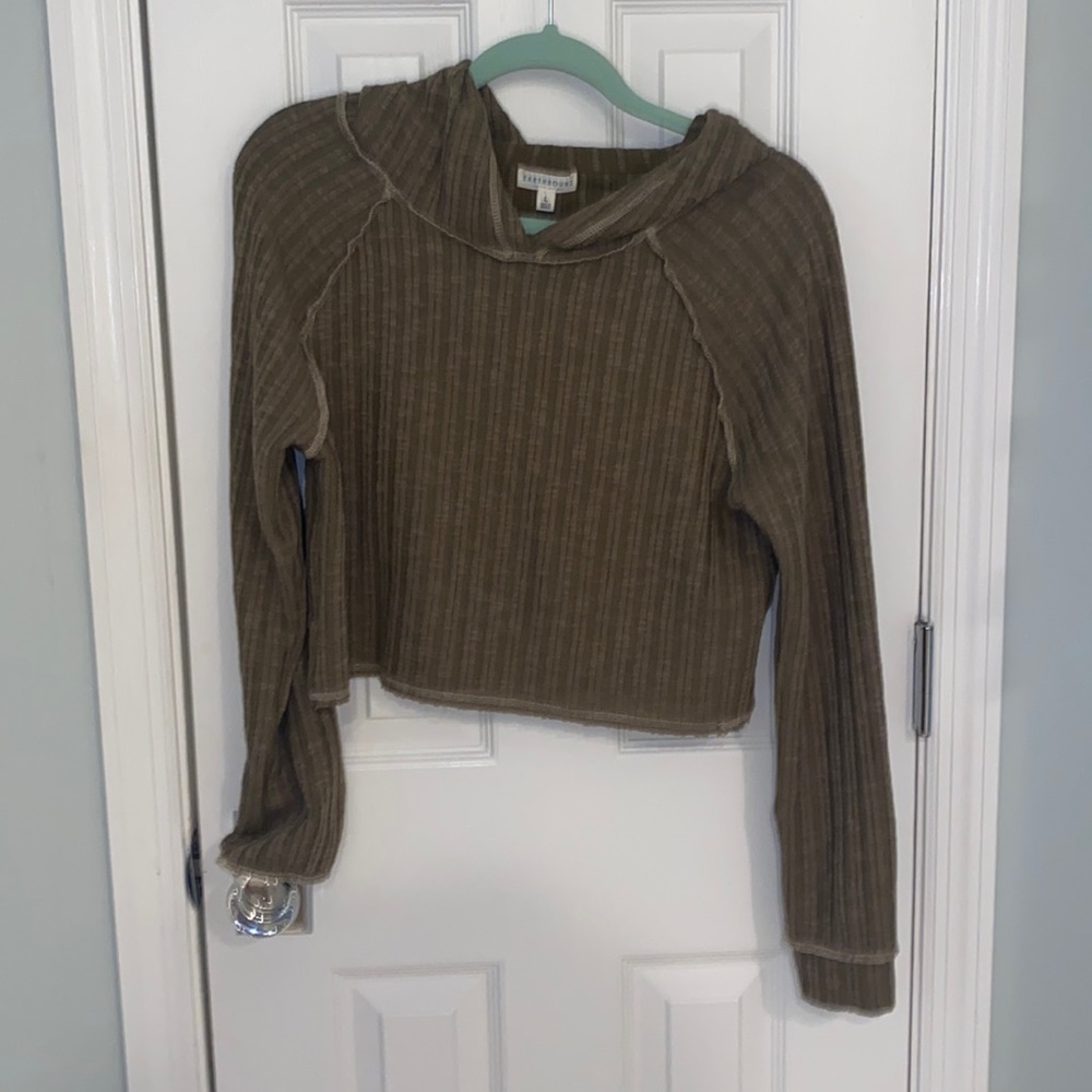 Green Crop Top with Hood